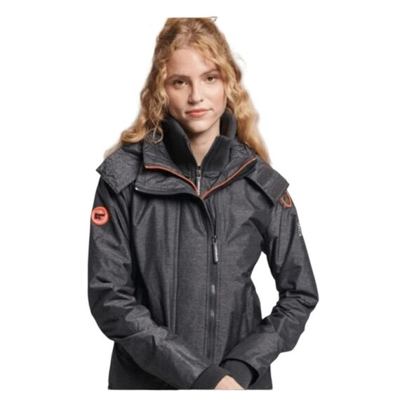 Superdry Jackets & Blazers - Superdry Pop Zip Hooded Arctic SD-Windcheater Mid Charcoal Marl Shock Coral 4